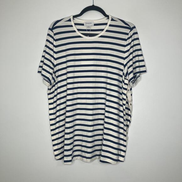 NWT SERAPHINE Maternity Short Sleeve Stripe Nursing Tee Snap Sides Large - Picture 2 of 7